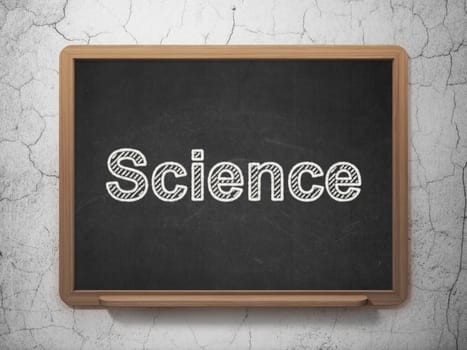 Science concept: text Science on Black chalkboard on grunge wall background, 3D rendering