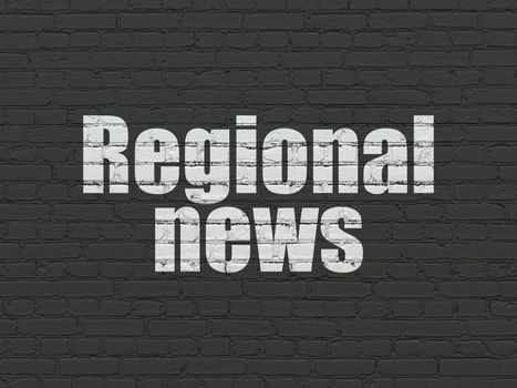 News concept: Painted white text Regional News on Black Brick wall background