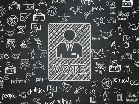 Political concept: Chalk White Ballot icon on School board background with  Hand Drawn Politics Icons, School Board