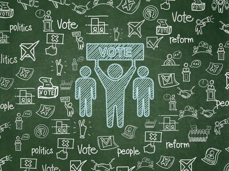 Politics concept: Chalk Blue Election Campaign icon on School board background with  Hand Drawn Politics Icons, School Board