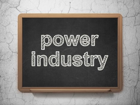 Manufacuring concept: text Power Industry on Black chalkboard on grunge wall background, 3D rendering