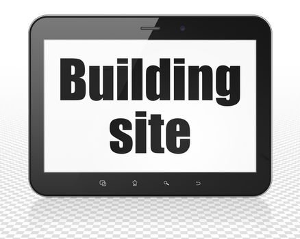 Building construction concept: Tablet Pc Computer with black text Building Site on display, 3D rendering