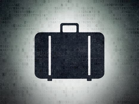 Tourism concept: Painted black Bag icon on Digital Data Paper background