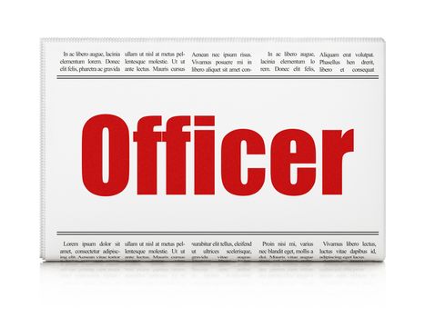 Law concept: newspaper headline Officer on White background, 3D rendering