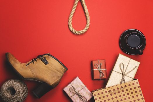 Gifts, pre-holiday routine, the concept of black Friday.