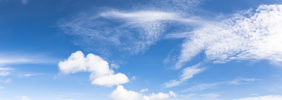 Panoramic fluffy clouds in the blue sky, Soft white clouds against blue sky