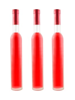 Red wine bottles isolated on white background