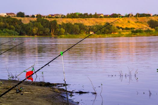 rod fishing in the river fishing vacation