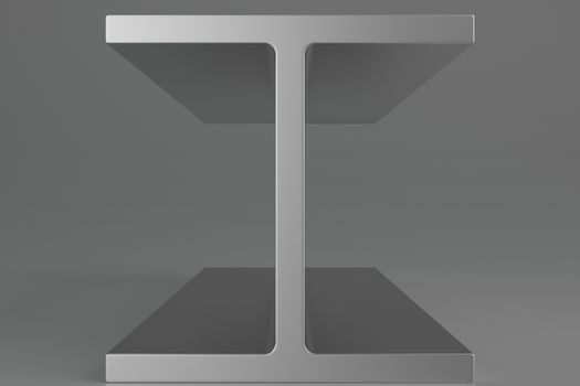 Rolled channel steel bar on gray background. 3d rendering