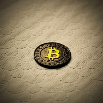 Crypto currency physical bitcoin coin. Bitcoin tokens digital money concept.