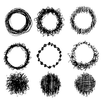 set of doodle circle sketch design