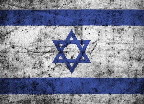 Israel flag with high detail of old dirty crumpled paper . 3D illustration .