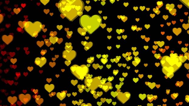 Abstract background with colorful hearts. 3d rendering