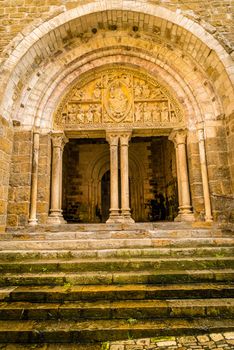 Tympanum of the church of Carennac in the Lot in France