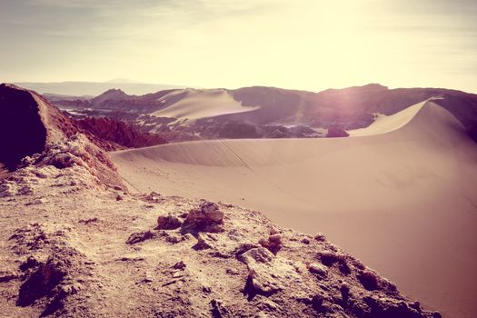 Sand dunes landscape in Valle de la Luna, San Pedro de Atacama, Chile