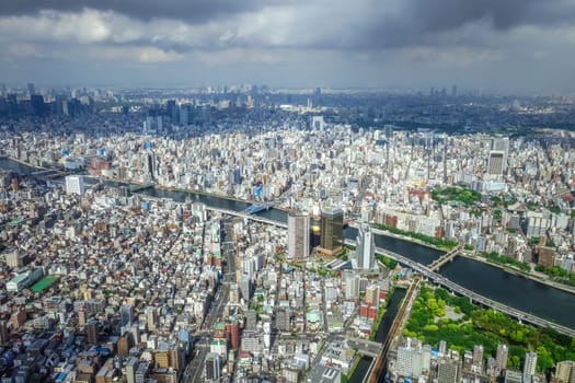 Tokyo city skyline panorama aerial view, Japan