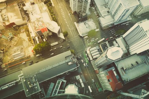 Auckland city. Buildings aerial top view, New Zealand