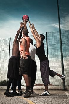 A team of street basketball players