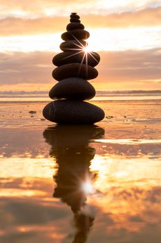 Zen balanced stones stack close up 