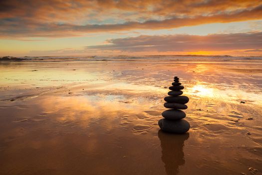 Zen balanced stones stack close up  