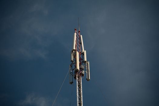 Telecom blue sky background,Phone antenna