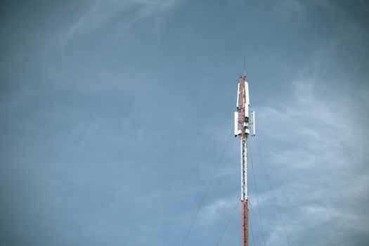 Telecom blue sky background,Phone antenna