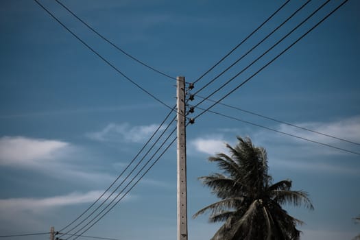 Beautiful electric pole, sky background