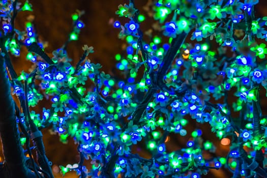 glowing bright tree colors night Christmas mood