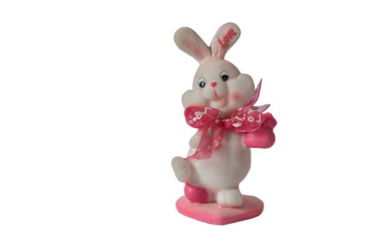 Valentines day bunny toy isolated white background