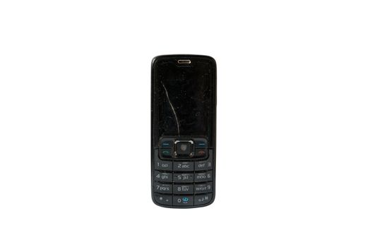 Old mobile phone white background