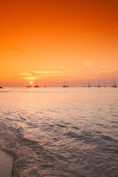 Sunset with dramatic sky ,clouds over mountain and andaman sea at Thailand