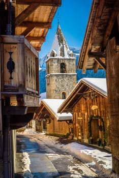 Beautiful Gryon village in the winter in Switzerland