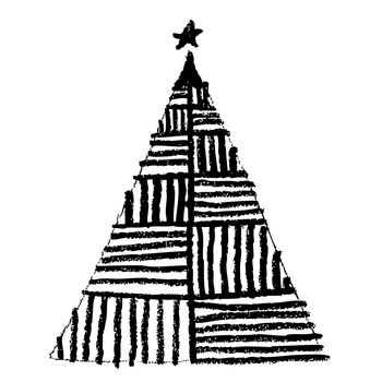 doodle hand drawn christmas tree image on white background