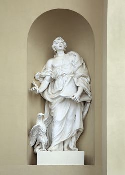 Niche sculpture of st John on St. Stanislaus and St Ladislaus cathedral in Vilnius, Lithuania
