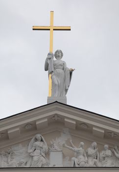 Statue of St. Helen on St. Stanislaus and St Ladislaus cathedral in Vilnius, Lithuania
