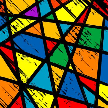 Grunge stained glass window, colorful mosaic