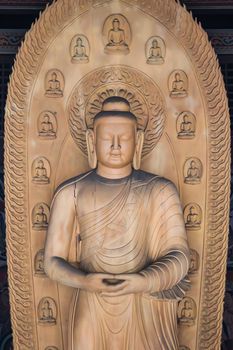 Carved wooden Buddha Sculpture housed in a temple dating back to the Ming Dynasty