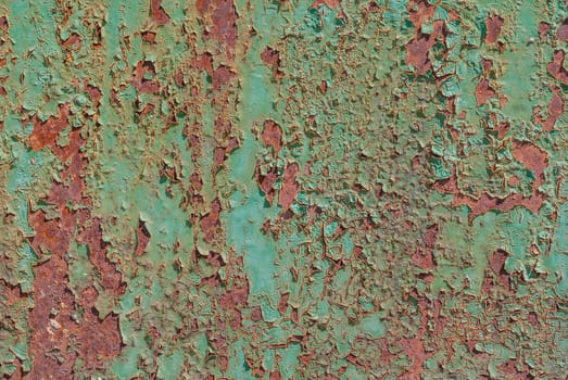 chipped paint, grunge metal surface, which has long been under the influence of different climatic conditions