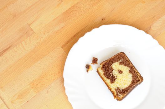 top view of chocolate marbled slice of cake