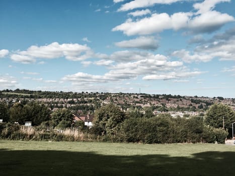 Nice view for town centre in High Wycombe. Green hill with natural plants.