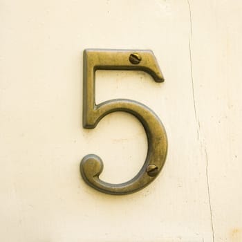 Bronze house number five (5)