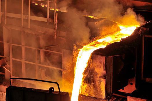 Liquid metal from blast furnace in steel plant