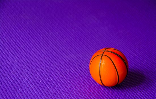 Small Basketball on purple yoga mat
