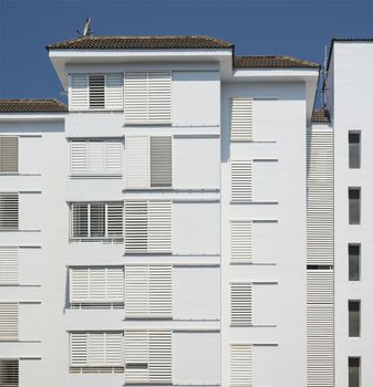 Multi-storey residential building on a background of the sky