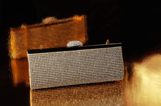 Golden Clutch Inlaid with Rhinestone