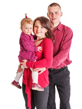 Happy Family holding together isolated on white