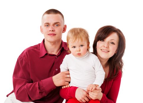 Happy Family holding together isolated on white