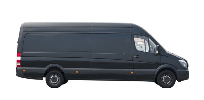 Transportation van on the white background. Empty space for your branding. Front view