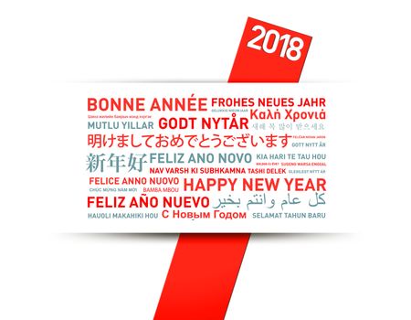 Happy new year greetings card from the world in different languages