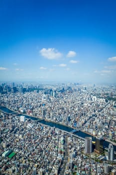 Tokyo city skyline panorama aerial view, Japan